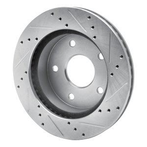 Dodge Ram 1500 Pickup Brake Rotor (1) - Front Left - R1 Concepts - Drilled & Slotted - Silver - `00-`01